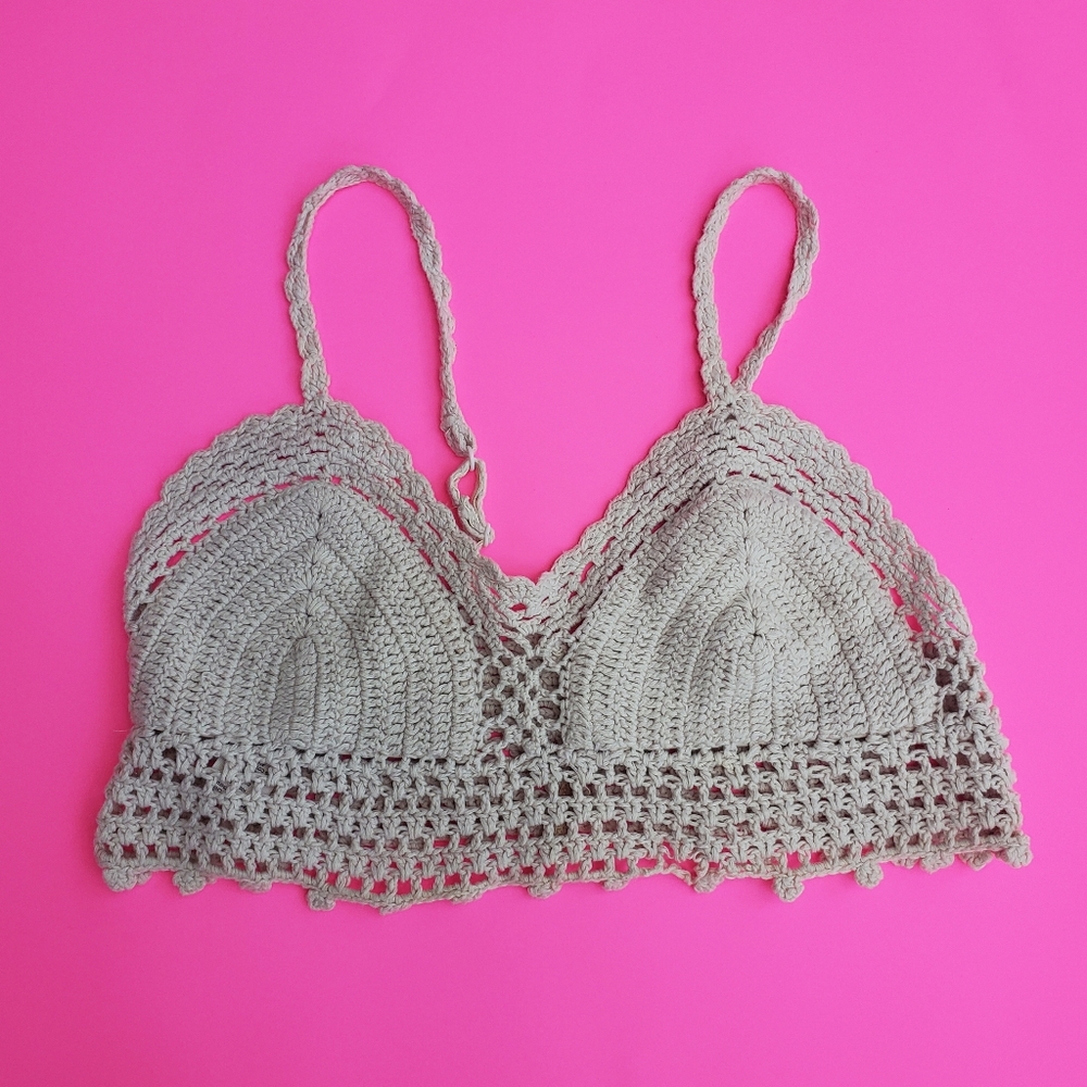 BRALETTE Crochet Summer 70's Vibe Sz Lg EUC!